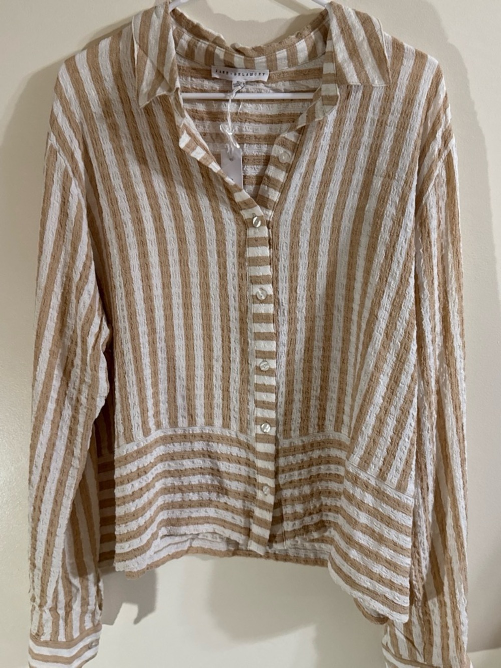 BDG XL Women's Striped Button-Front Shirt - Cream & Tan NWT